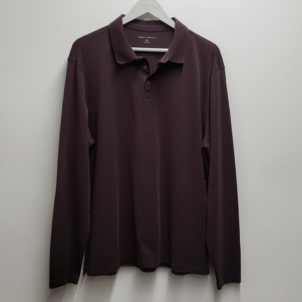 Robert Barakett Polo Shirt Long Sleeve Brown Men's Size XXL